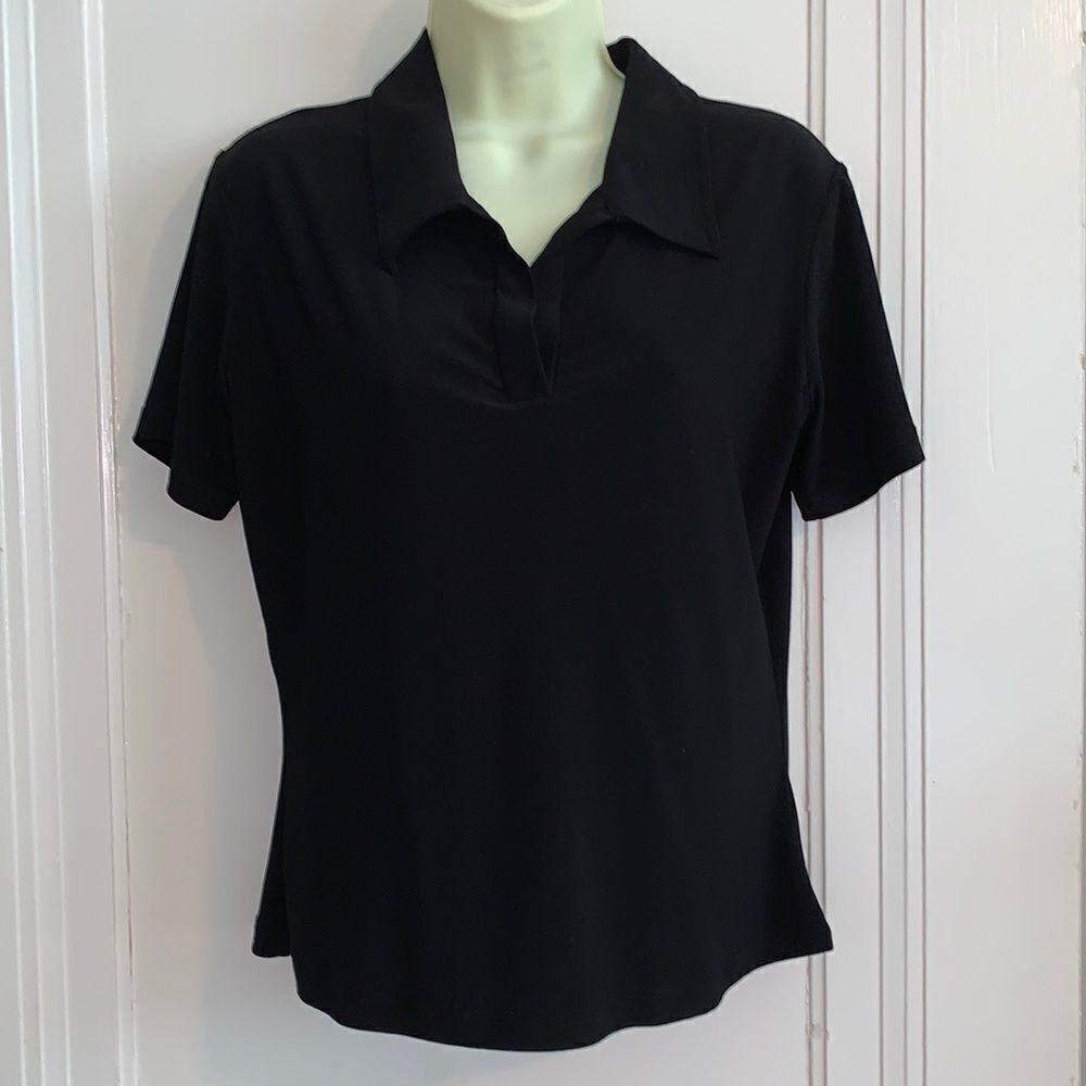 Van Tisse black  short sleeved polo shirt‎